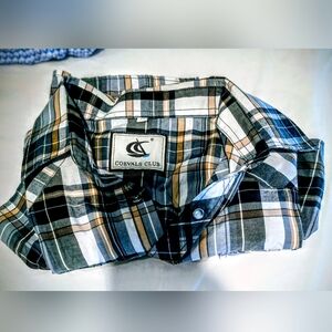 Men's Coevals Casual Plaid Button Down Shirt - Black, White, and Brown